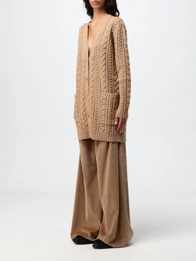 Max Mara Twisted Knitted Cashmere Wool Cardigan In Brown