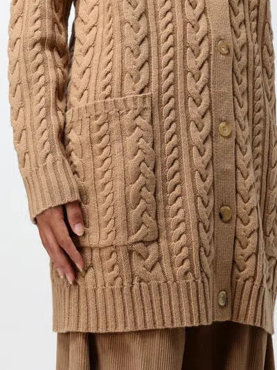 Max Mara Twisted Knitted Cashmere Wool Cardigan In Brown