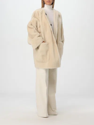 Max Mara Coat Woman Ivory Women In Cream