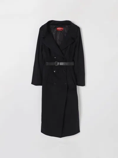 Max Mara Cles Virgin Wool Blend Belted Coat In Black