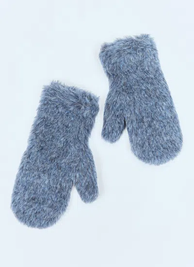 Max Mara Alpaca And Wool Mittens In Blue