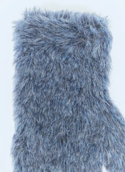 Max Mara Alpaca And Wool Mittens In Blue