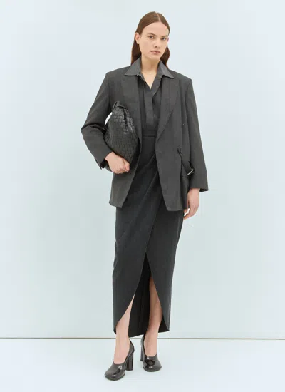 Max Mara Double-breasted Wool Blazer In Gray