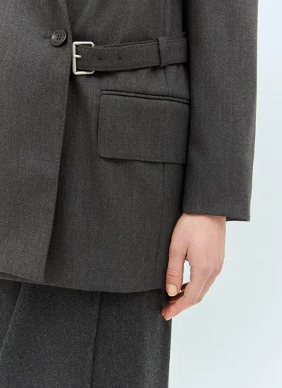 Max Mara Double-breasted Wool Blazer In Gray