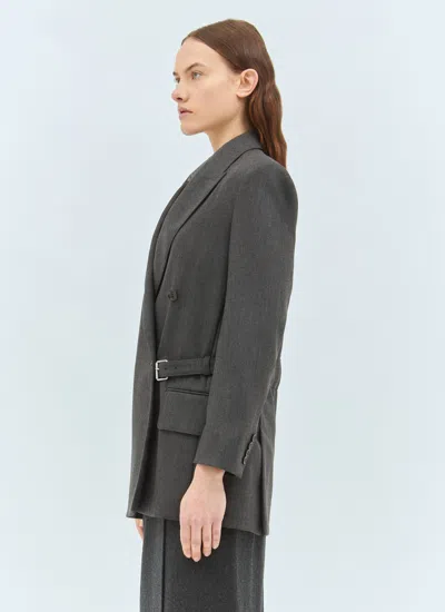 Max Mara Double-breasted Wool Blazer In Gray