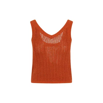 Max Mara Hollowed-out Knitted Vest In Multicolor