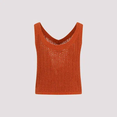 Max Mara Hollowed-out Knitted Vest In Multicolor