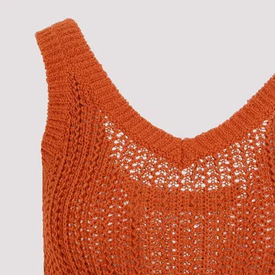 Max Mara Hollowed-out Knitted Vest In Multicolor