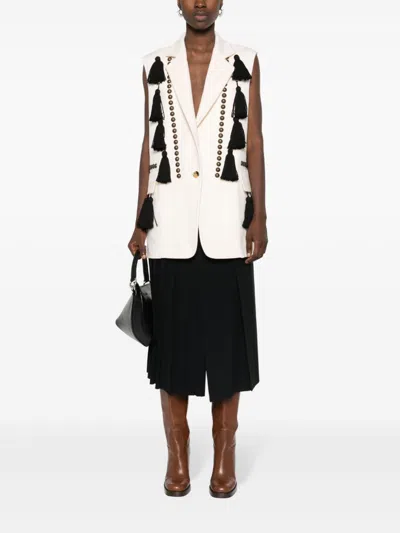 Max Mara Waistcoat With Tassel Embellishments And Notched Lapel In Multicolor