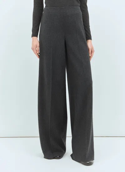 Max Mara Wide-leg Wool Felt Pants In Gray