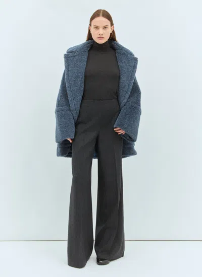 Max Mara Wide-leg Wool Felt Pants In Gray