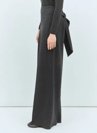 Max Mara Wide-leg Wool Felt Pants In Gray