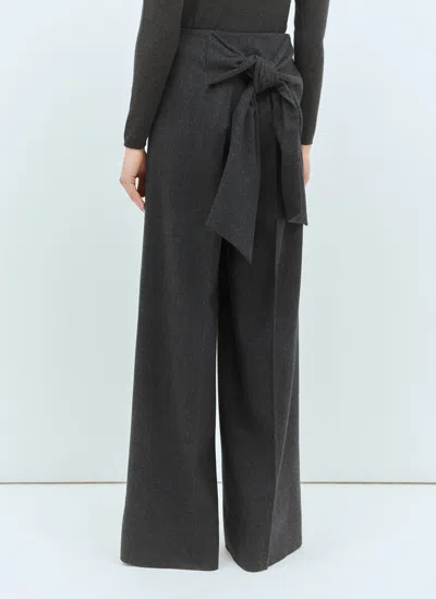 Max Mara Wide-leg Wool Felt Pants In Gray