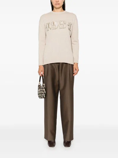 Max Mara Wool And Cashmere Sweater With 1951 Motif In Pink