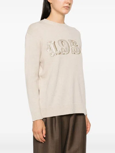 Max Mara Wool And Cashmere Sweater With 1951 Motif In Pink