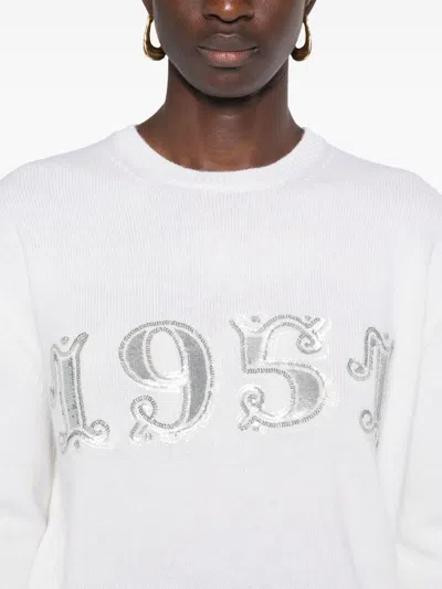 Max Mara Crew Neck Wool And Cashmere Blend Sweater In Multicolor