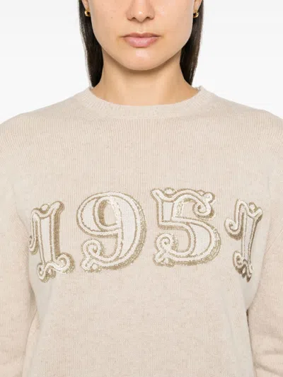 Max Mara Wool And Cashmere Sweater With 1951 Motif In Pink