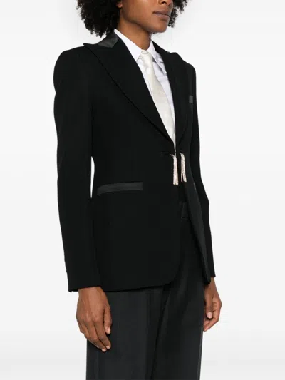 Max Mara Virgin Wool Tassel-fastened Blazer In Multicolor