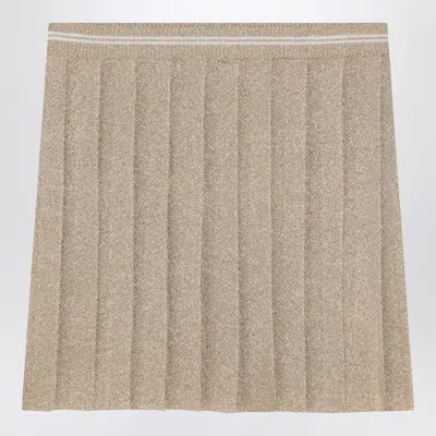 Miu Miu Gold Pleated Lurex Miniskirt Women In Silver