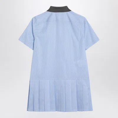 Miu Miu Light Blue/white Striped Mini Chemisier Dress Women In Blue