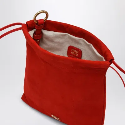 Miu Miu Red Suede Pouch Women In Red