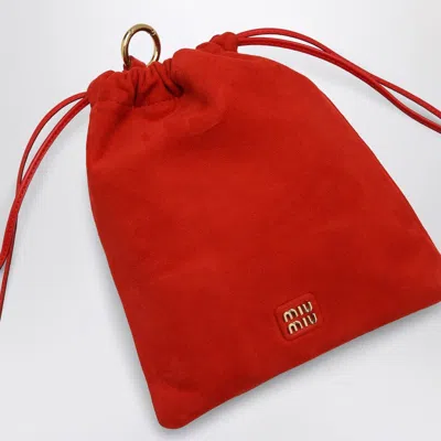 Miu Miu Red Suede Pouch Women In Red
