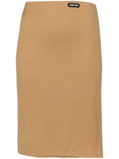 Miu Miu Women Chiffon Midi Skirt In Multicolor