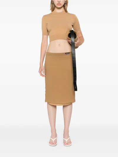 Miu Miu Women Chiffon Midi Skirt In Multicolor