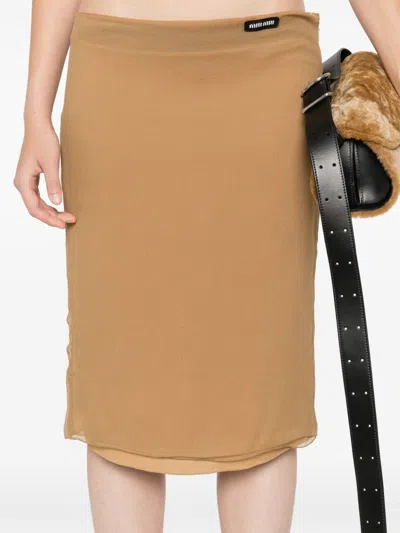 Miu Miu Women Chiffon Midi Skirt In Multicolor