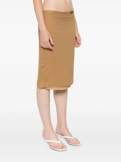 Miu Miu Women Chiffon Midi Skirt In Multicolor