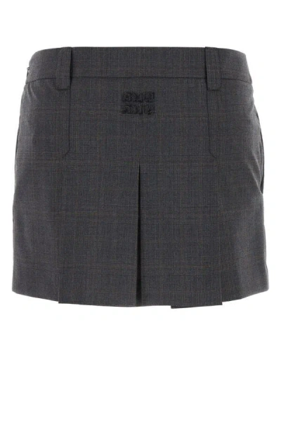 Miu Miu Glencheck Mini Skirt In Multicolor