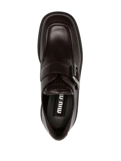 Miu Miu Women Leather Brogues In Multicolor