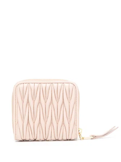 Miu Miu Women Matelassé Leather Wallet In Multicolor