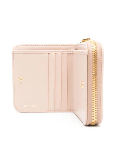 Miu Miu Women Matelassé Leather Wallet In Multicolor