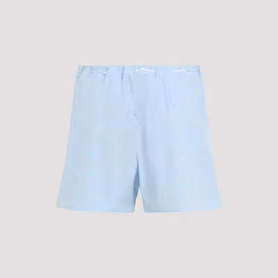 Miu Miu Poplin Cotton Shorts Raw Edges In Blue