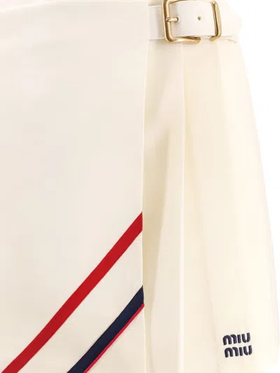Miu Miu Pleated Mohair Fabric Mini-skirt In White