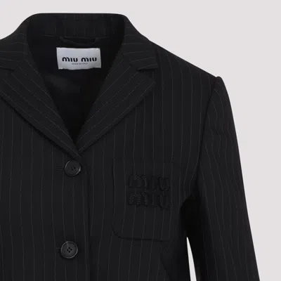 Miu Miu Pinstriped Jacket In Black