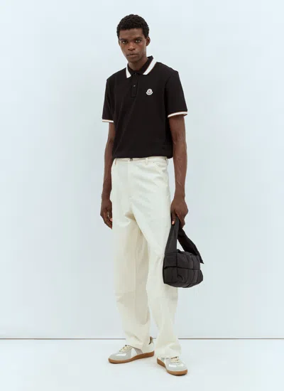 Moncler Logo Patch Polo Shirt In Black