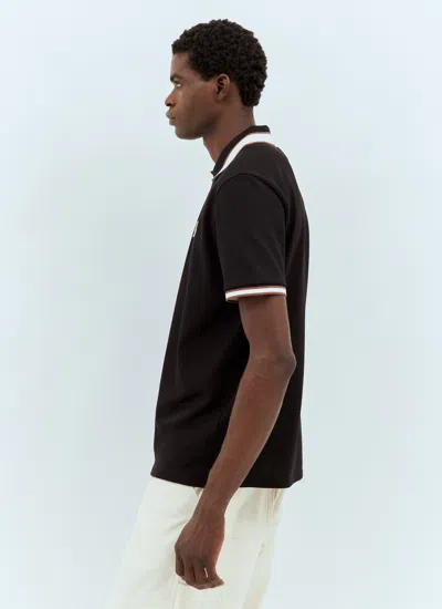 Moncler Logo Patch Polo Shirt In Black