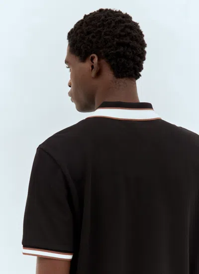 Moncler Logo Patch Polo Shirt In Black