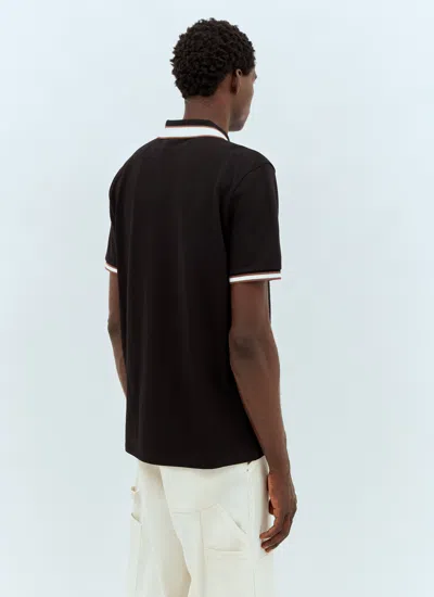 Moncler Logo Patch Polo Shirt In Black