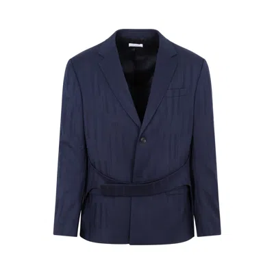 Off-white Wool Single-breasted Blazer In Blue