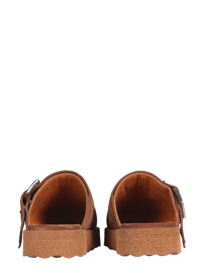 Off-white Comfort Backless Suede Slippers In Brown