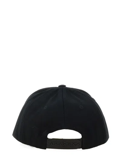 Palm Angels Black Baseball Cap With White Logo Print In Black