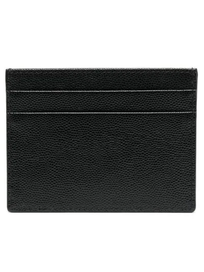 Palm Angels Gothic Leather Logo Cardholder With Tonal Stitching In Black