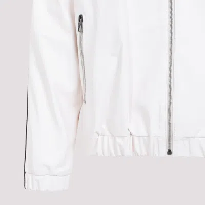 Palm Angels Monogram Off White Leather Jacket In White