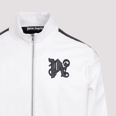 Palm Angels Monogram Off White Leather Jacket In White