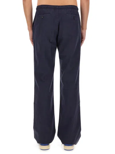 Palm Angels Men Pants With Logo In Blue