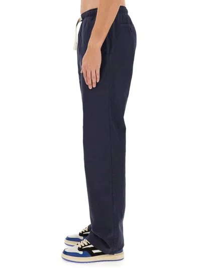 Palm Angels Men Pants With Logo In Blue