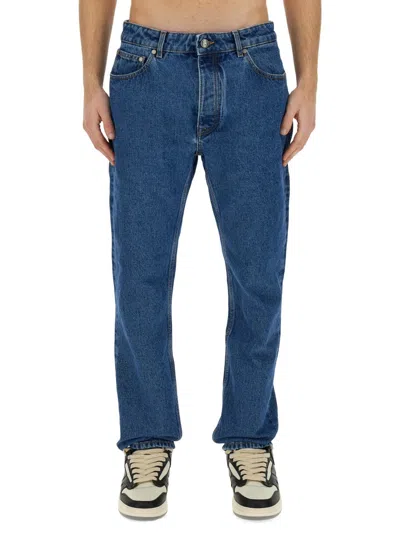 Palm Angels Monogram-embossed Straight-leg Jeans In Multicolor